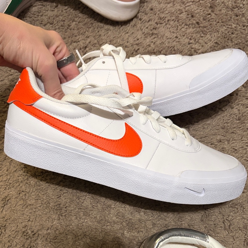 Nike White and Bright Orange Shoes